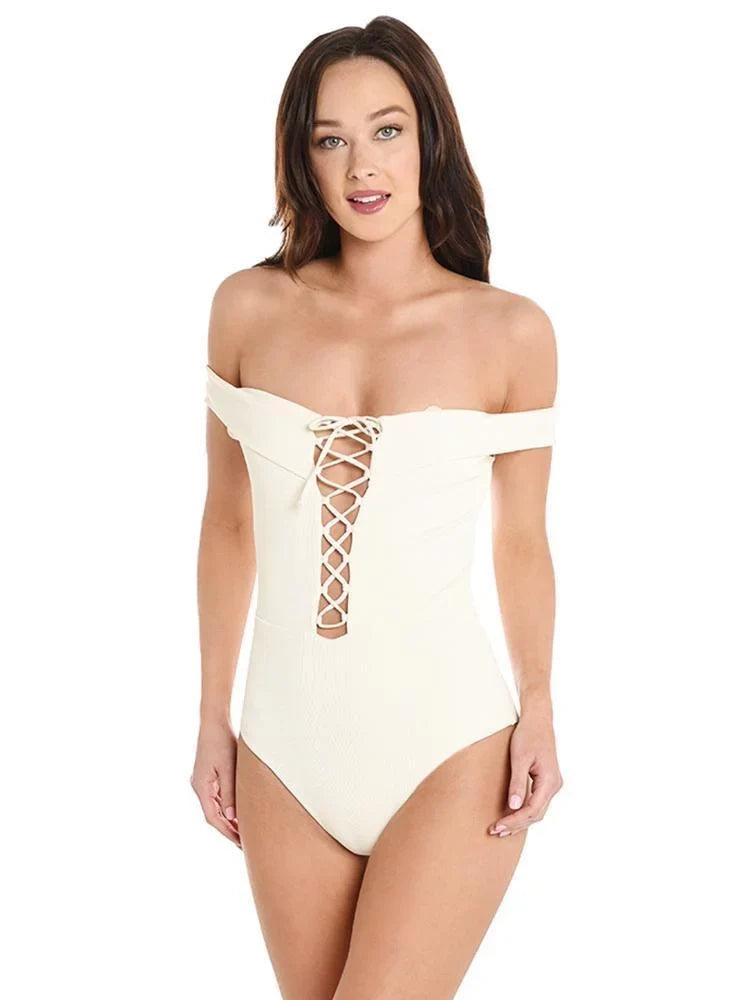 L*Space CREAM Anja Classic One Piece Swimsuit, US 4