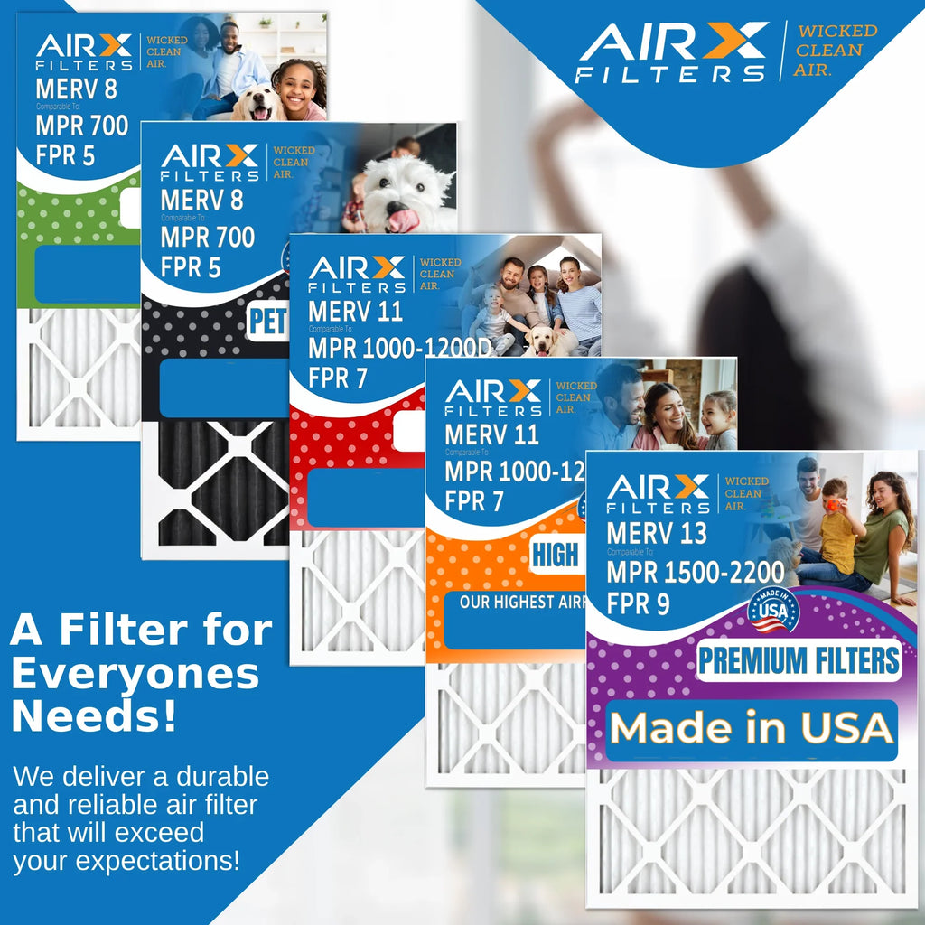 24x24x2 Air Filter MERV 13 Comparable to MPR 1500 - 2200 & FPR 9 Electrostatic Pleated Air Conditioner Filter 6 Pack HVAC AC Premium USA Made 24x24x2 Furnace Filters by AIRX FILTERS WICKED CLEAN AIR.