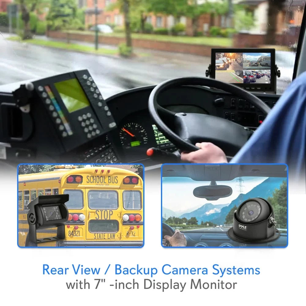 Pyle- Rear View / Backup Camera Systems with 7" -inch Monitor Monitor (with Quad View, 4-Cam Video Support)