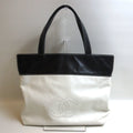 Pre-Owned CHANEL bag bicolor tote white black leather (Good)