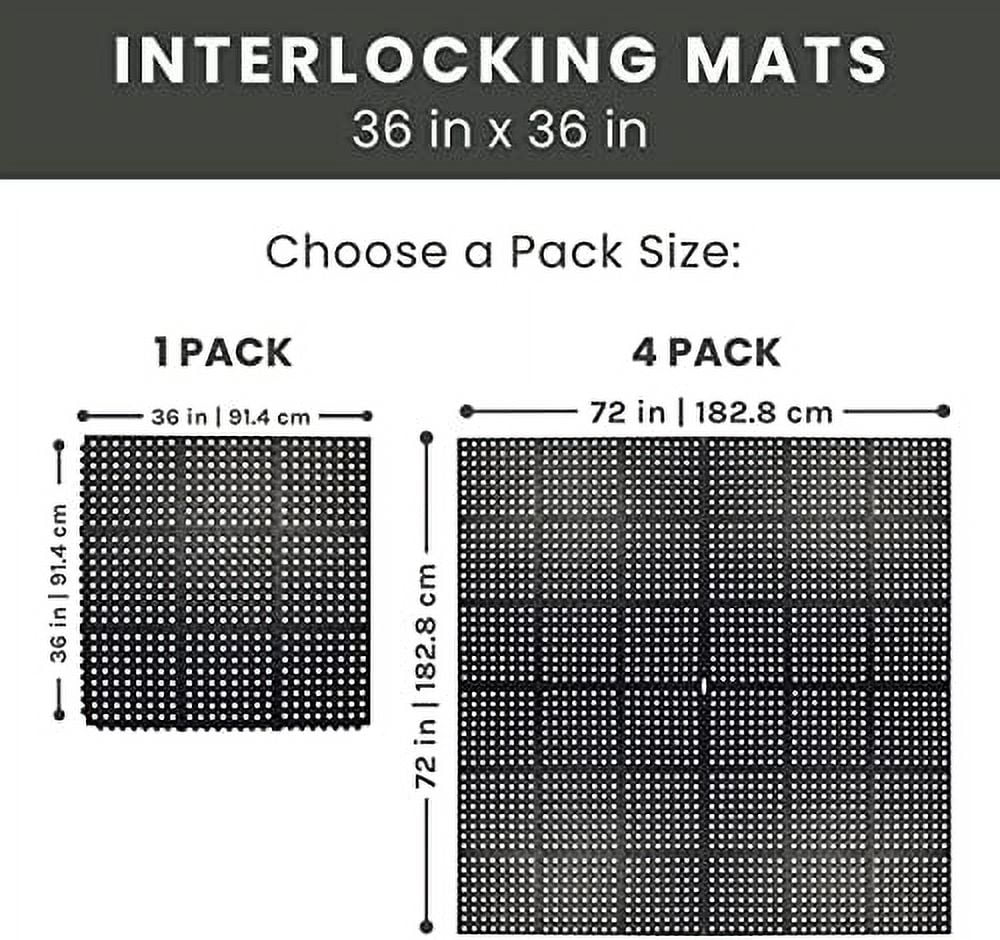 Interlocking Rubber Floor Mat For Restaurant Kitchen Floor Anti Fatigue Bar Door Mat Non-Slip Indoor Outdoor Shower Pool Drainage, Durable Garage Flooring 36 X 36 Inch