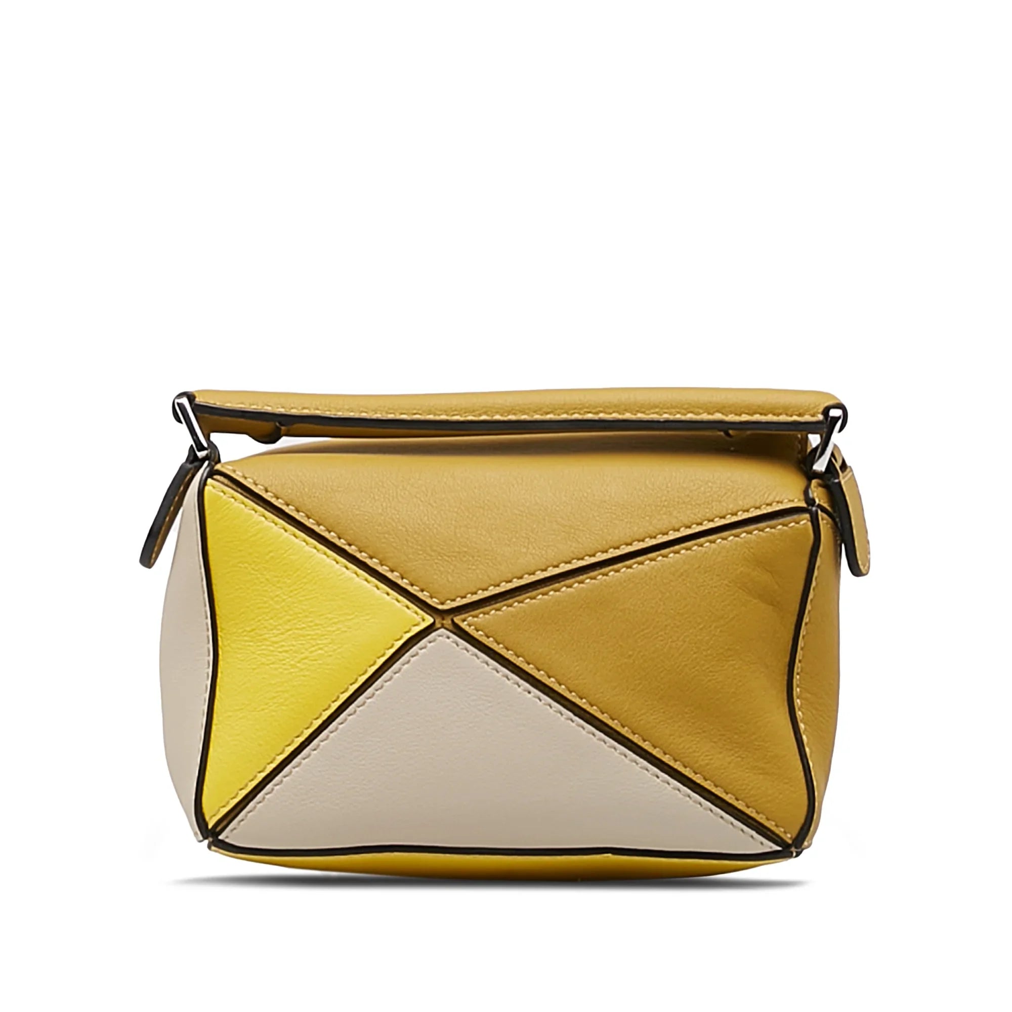 Pre-Owned Authenticated LOEWE Mini Puzzle Satchel Calf Leather Yellow Unisex (Good)