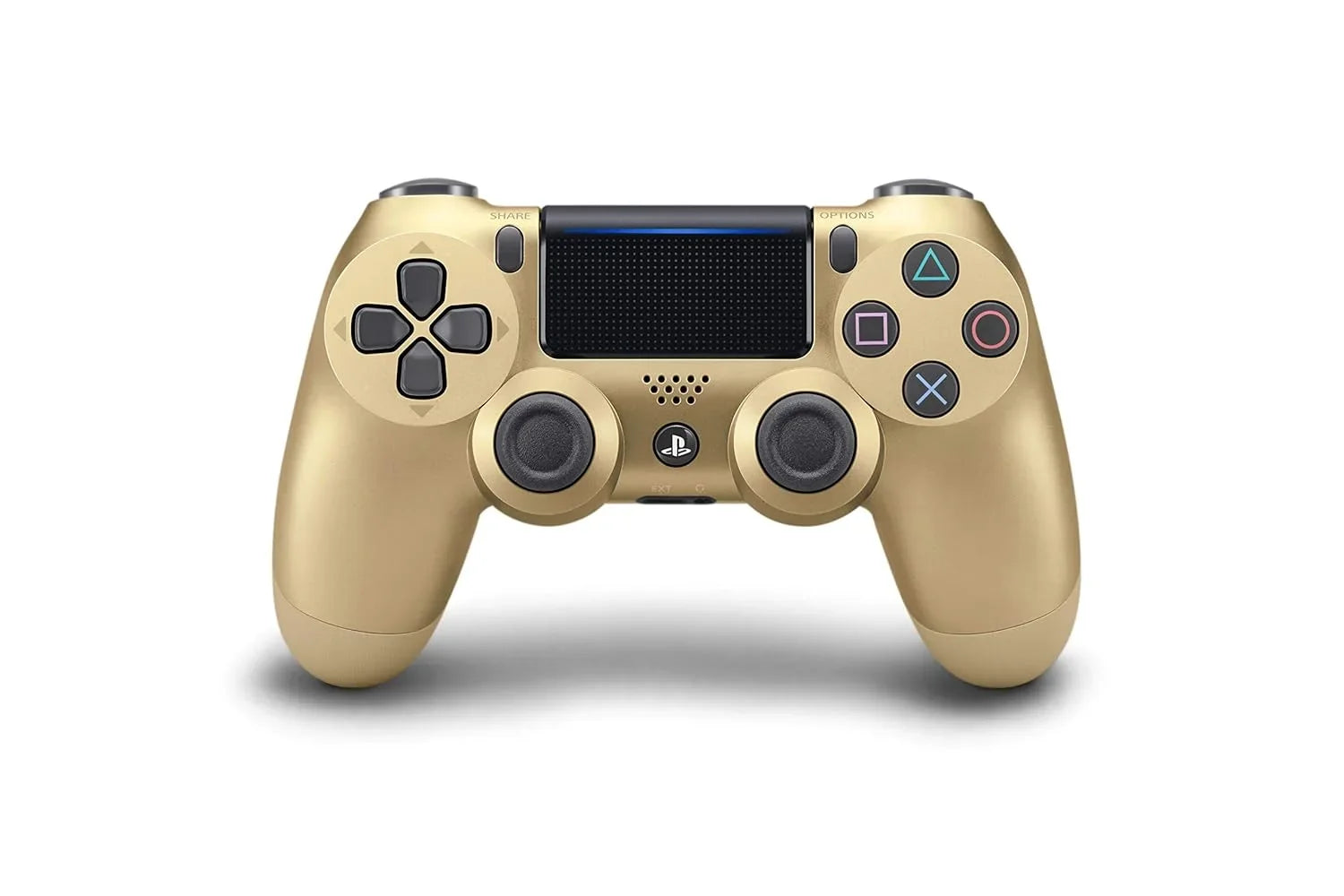 Pre-Owned Sony Dual Shock Gold Gaming Controller For PS4 Console + Wired Earbuds BOLT AXTION Bundle (Refurbished: Like New)