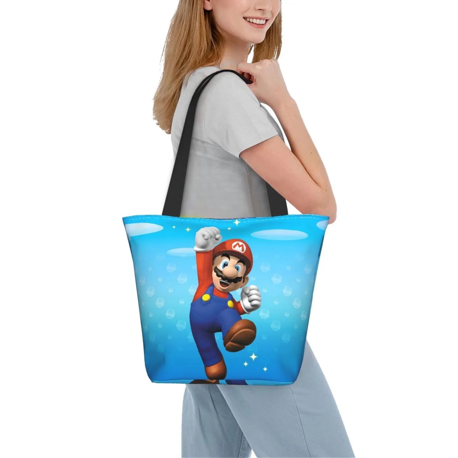 Funny Super Mario Women's Tote Bag Large Capacity Shoulder Handbag For Travel Beach Shopping Business Work School