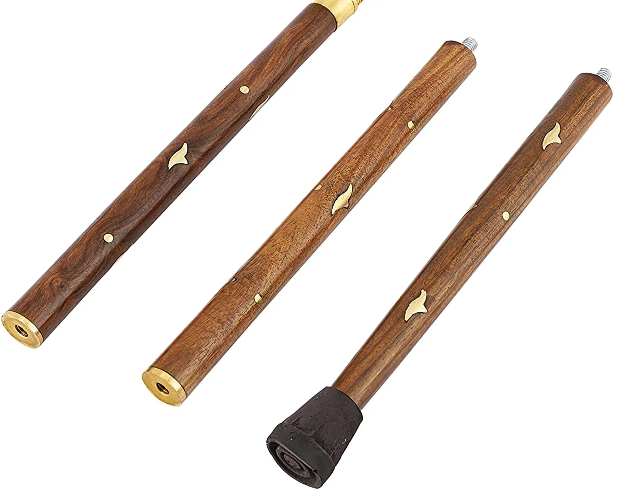 Premium Walking Stick Beautiful Antique Plated Solid Brass Elephant Handle Walking Canes & Crutches Buffed Polished Cane for Men & Women Brown Inlayed Shaft