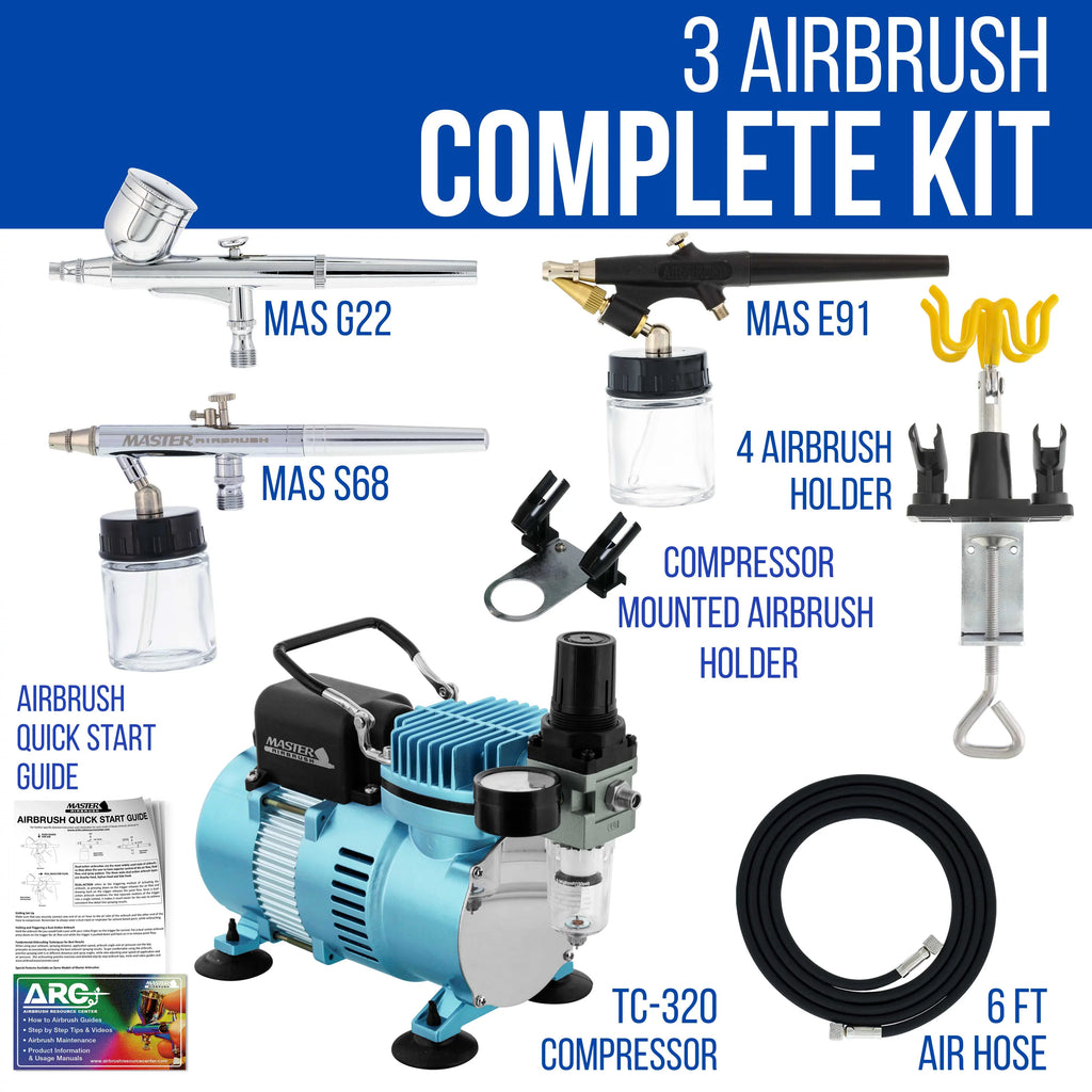 New 3 Airbrush & Compressor Kit Dual-Action Spray Air Brush Set Tattoo Nail Art