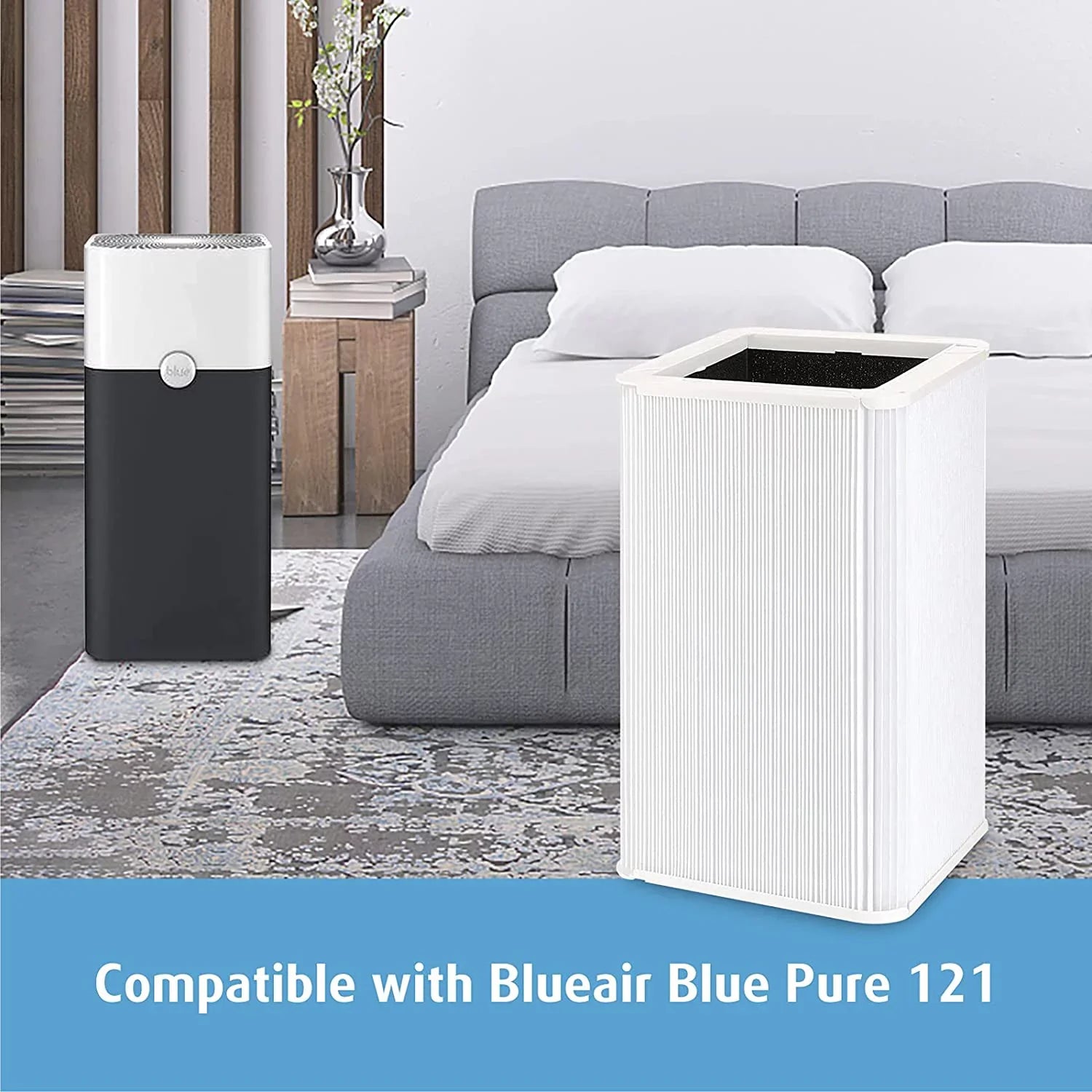 121 Replacement Filter Compatible with Blueair Blue Pure 121 Air Purifier, HEPA and Activated Carbon Filter