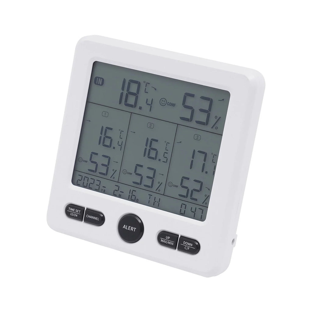 Digital Indoor Outdoor Hygrometer Thermometer Humidity Meter LCD 3 Sensors