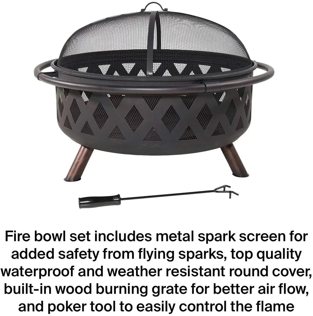 Clover Outdoor Campfire Portable Wood Burning Grill Pit & Fire Pit