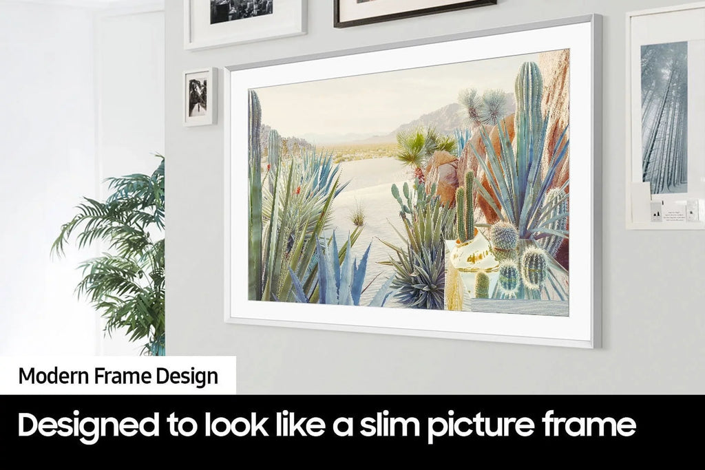 SAMSUNG 43-inch QLED The Frame Series Quantum HDR Smart TV with Samsung VG-SCFA43WTB 43" The Frame Customizable Bezel - Modern White (2022)