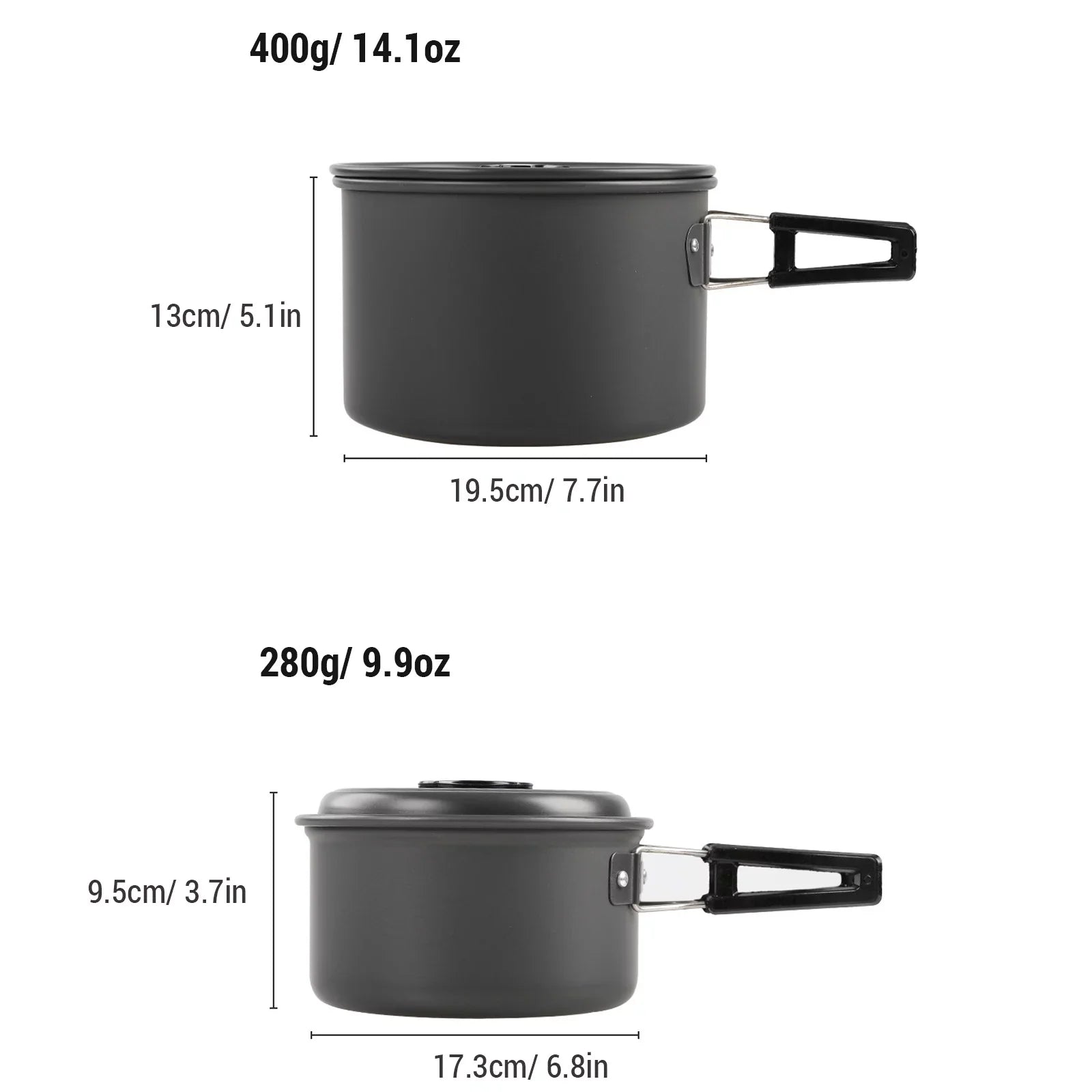 6588 Camping Cookware Mess Kit, Non-Stick Pot and Pan Set with Kettle for Cooking, Hiking, and Backpacking