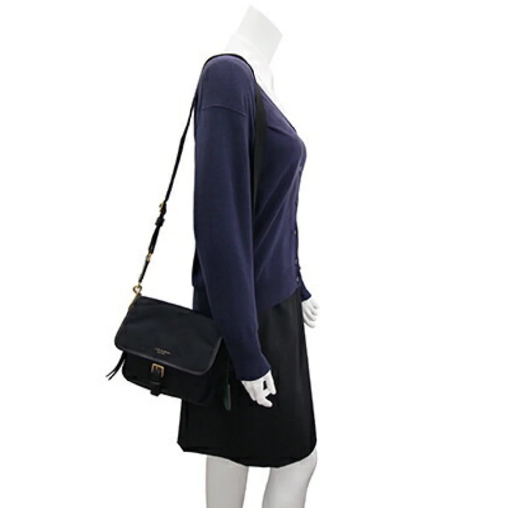 Pre-Owned Tory Burch shoulder bag Perry 58044 black green nylon leather ladies TORY BURCH (Good)