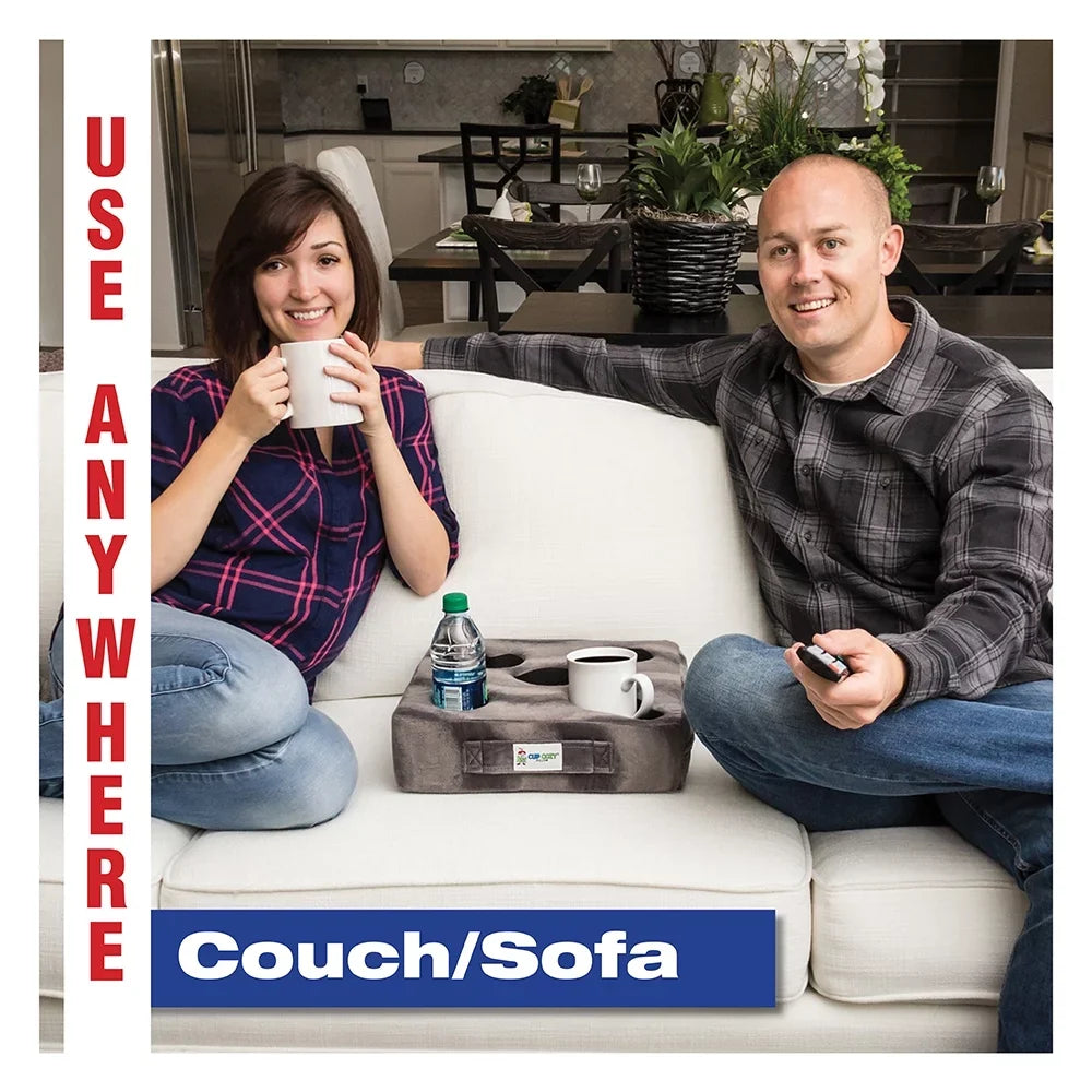 Cup Cozy Deluxe Pillow (Navy) As Seen on TV -The world's BEST cup holder! Keep your drinks close and prevent spills. Use it anywhere-Couch, floor, bed, man cave, car, RV, park, beach and more!