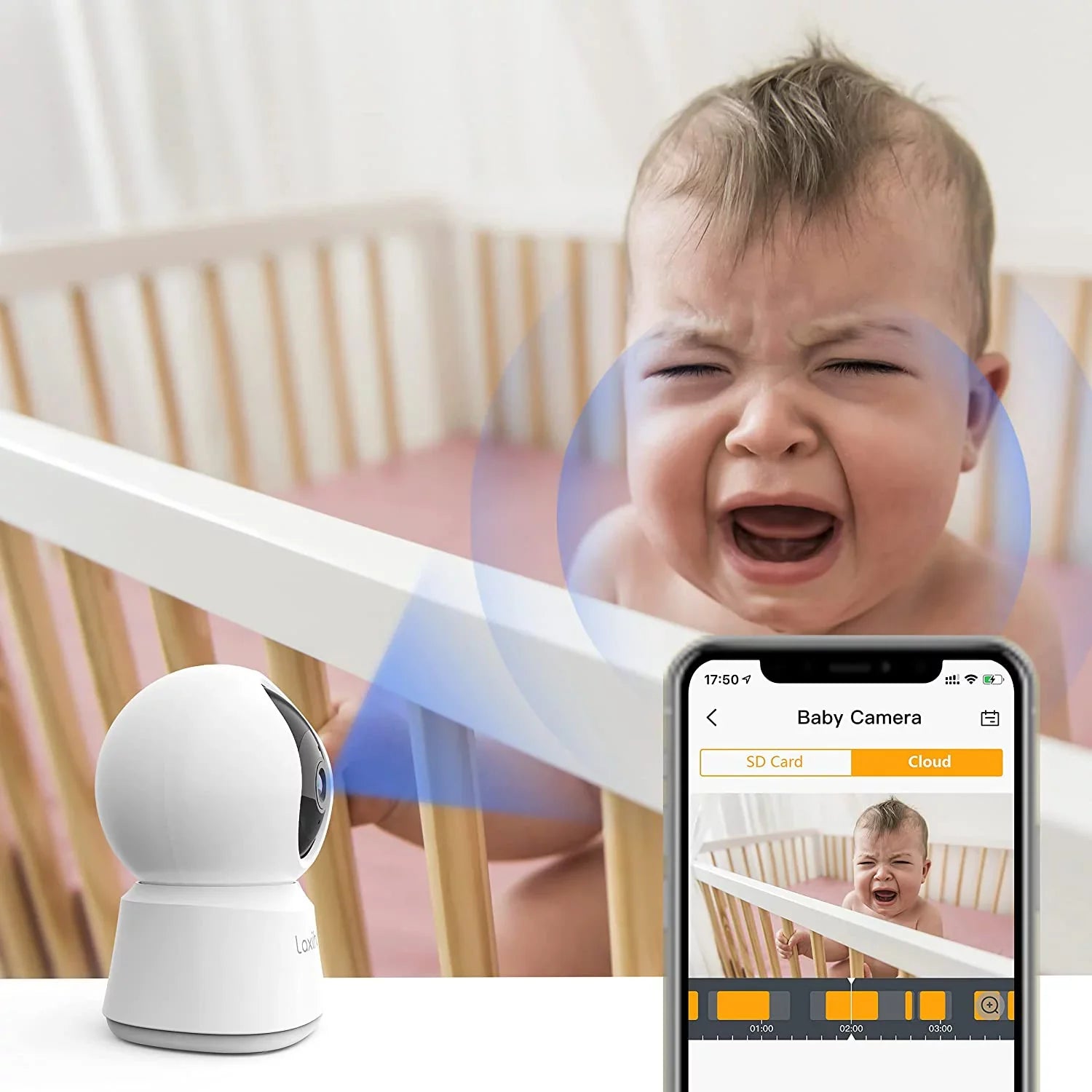 Laxihub 360° Pan/Tilt Security Camera, 1080P 2.4g WiFi Baby Monitor, Motion & Sound Detection, IR Night Vision, Two-Way Audio, Works with Alexa