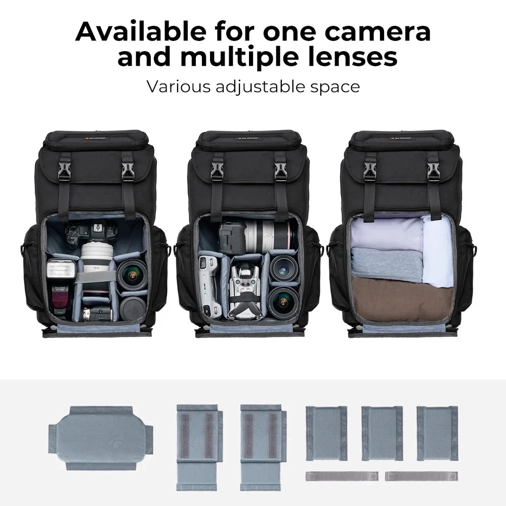 K&F CONCEPT Hard Shell Camera Backpack Waterproof SLR/DSLR Camera Bag 22L Large Capacity Photography Bag with 15.6 Inch Notebook Compartment Rain Cover for Women Men Photographers