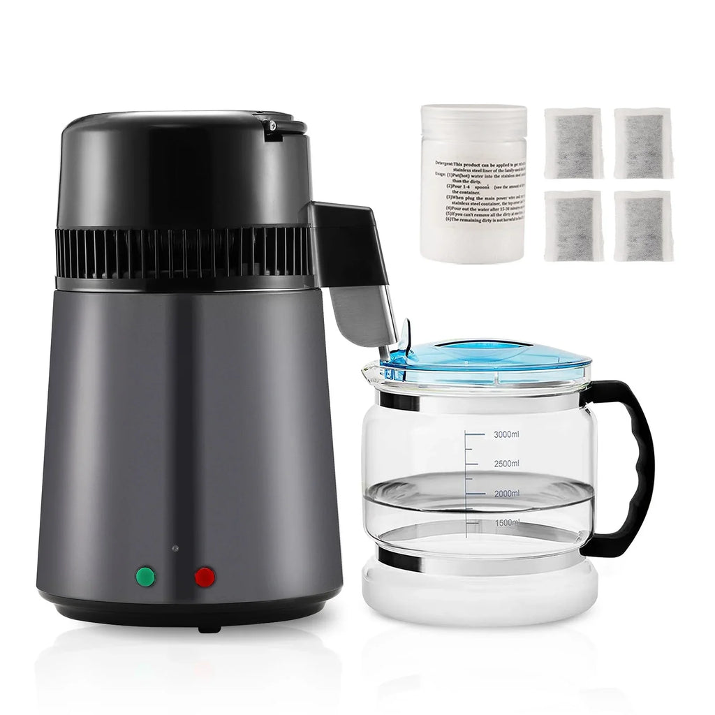 SKYSHALO 4L Water Distiller Purifier Machine Countertop Stainless Steel Interior