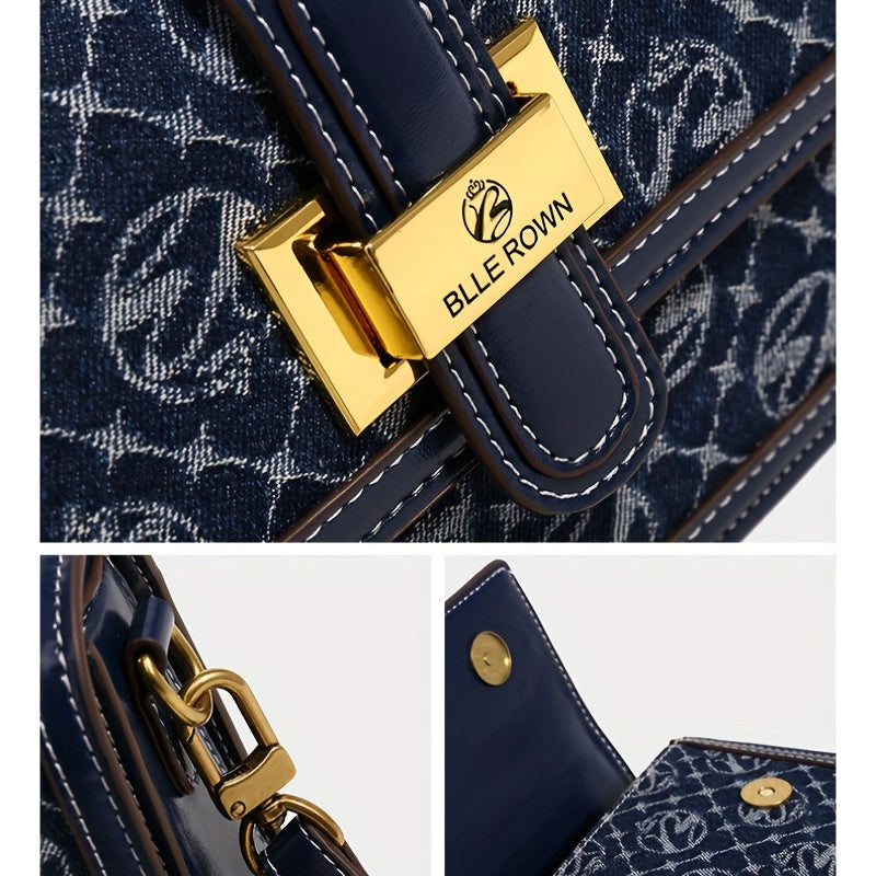 MICHROE Texture Fashion Small Square Bag - Klein Blue Series Classic Messenger Bag  Retro Pattern Purse For Women