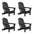 EXTRA PLATINUM Classic Outdoor Patio Folding Poly Adirondack Chairs (Set of 4), Black
