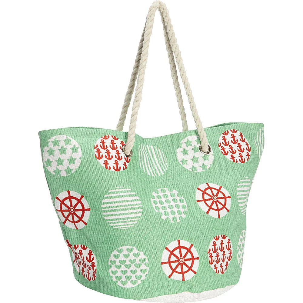 Magid Nautical Sailor Print Paper Straw Tote, Yellow