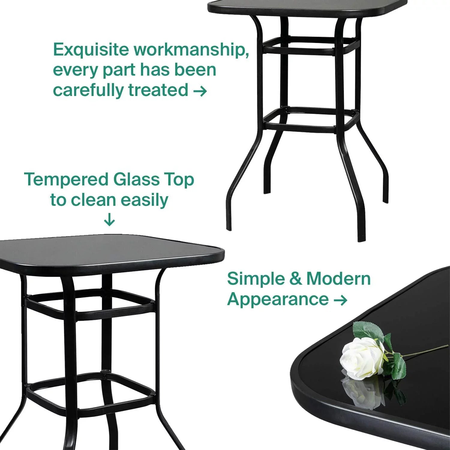 Lilac Durable & Solid Glass Bar Table For Deck Or Porch