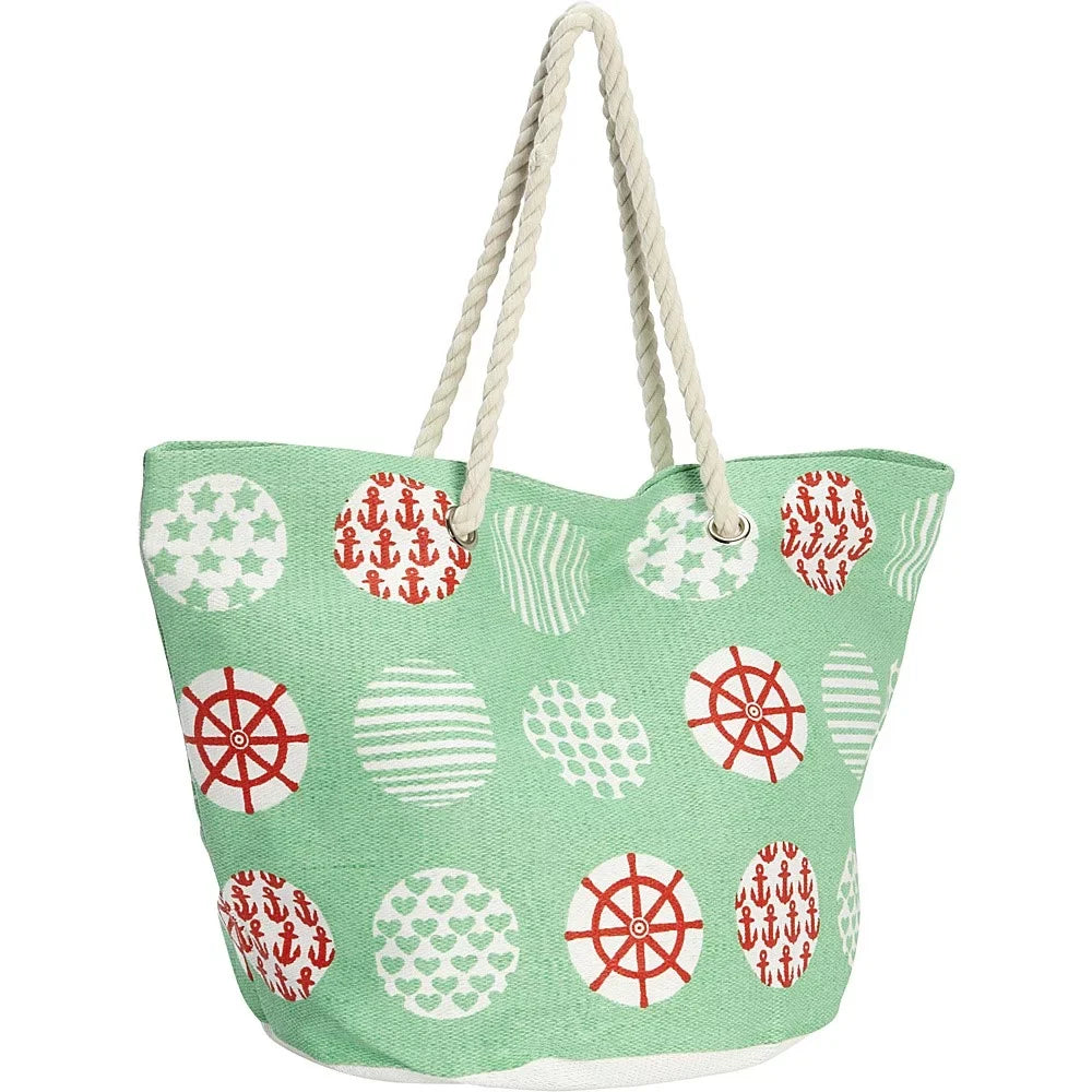 Magid Nautical Sailor Print Paper Straw Tote, Yellow