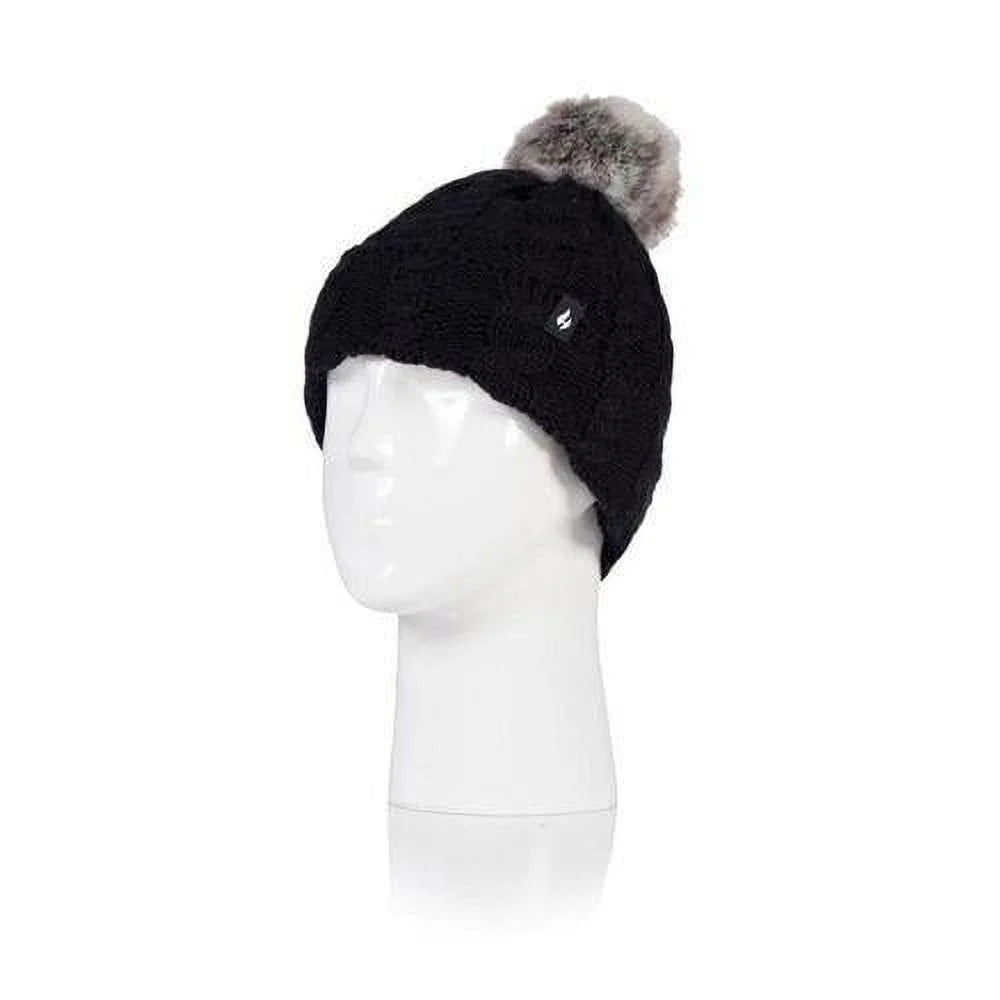 Heat Holders Women's Roll Up Pom Pom Hats .