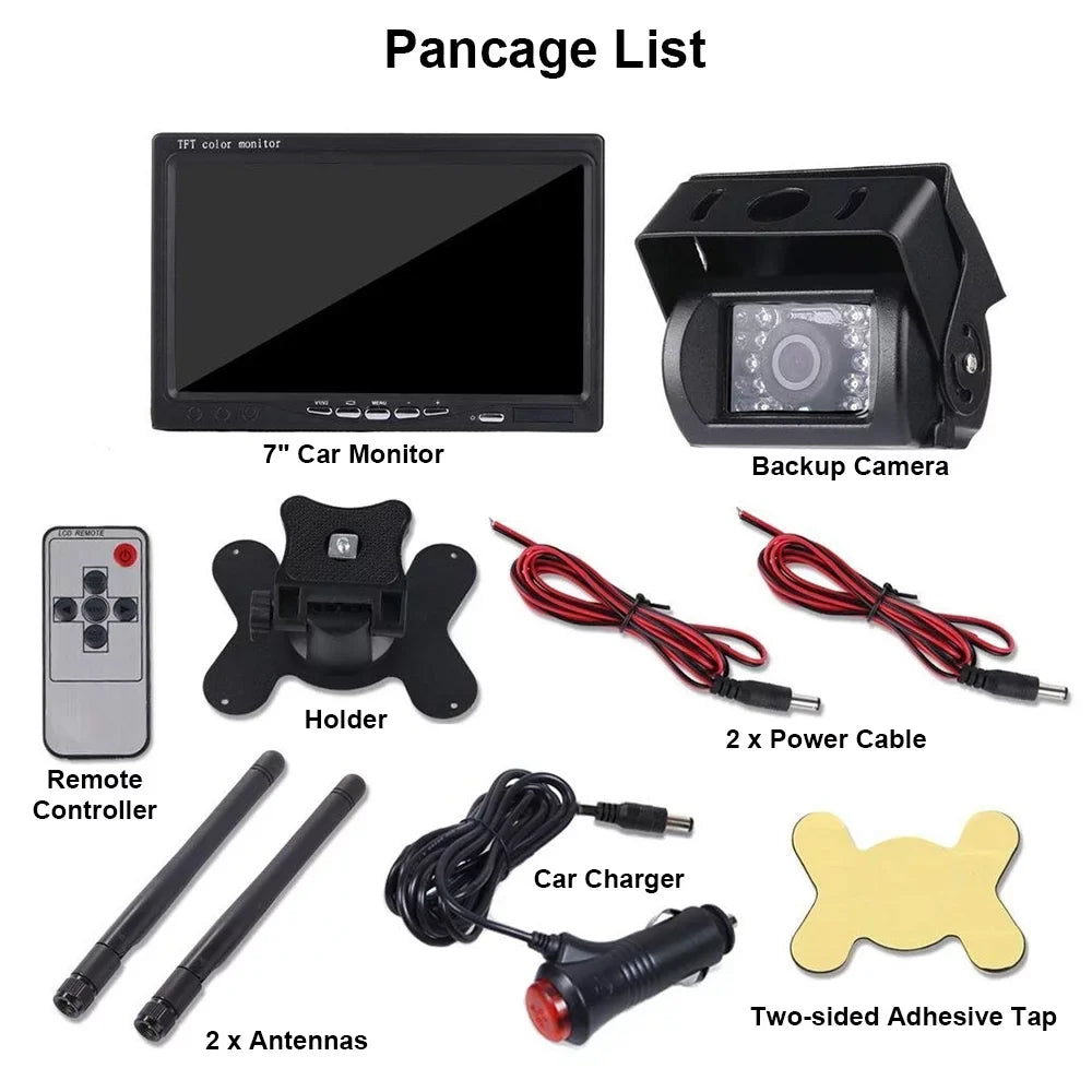 Podofo Vehicle Reverse Backup Cameras Monitor System Kit 12V/24V, 1080P Front Side Rear View Camera for RV Bus Truck Trailer Caravan Camper