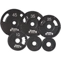 York Barbell 7423 G2 Olympic Dual Grip Thin Line Cast Iron Plate, Black - 25 lbs