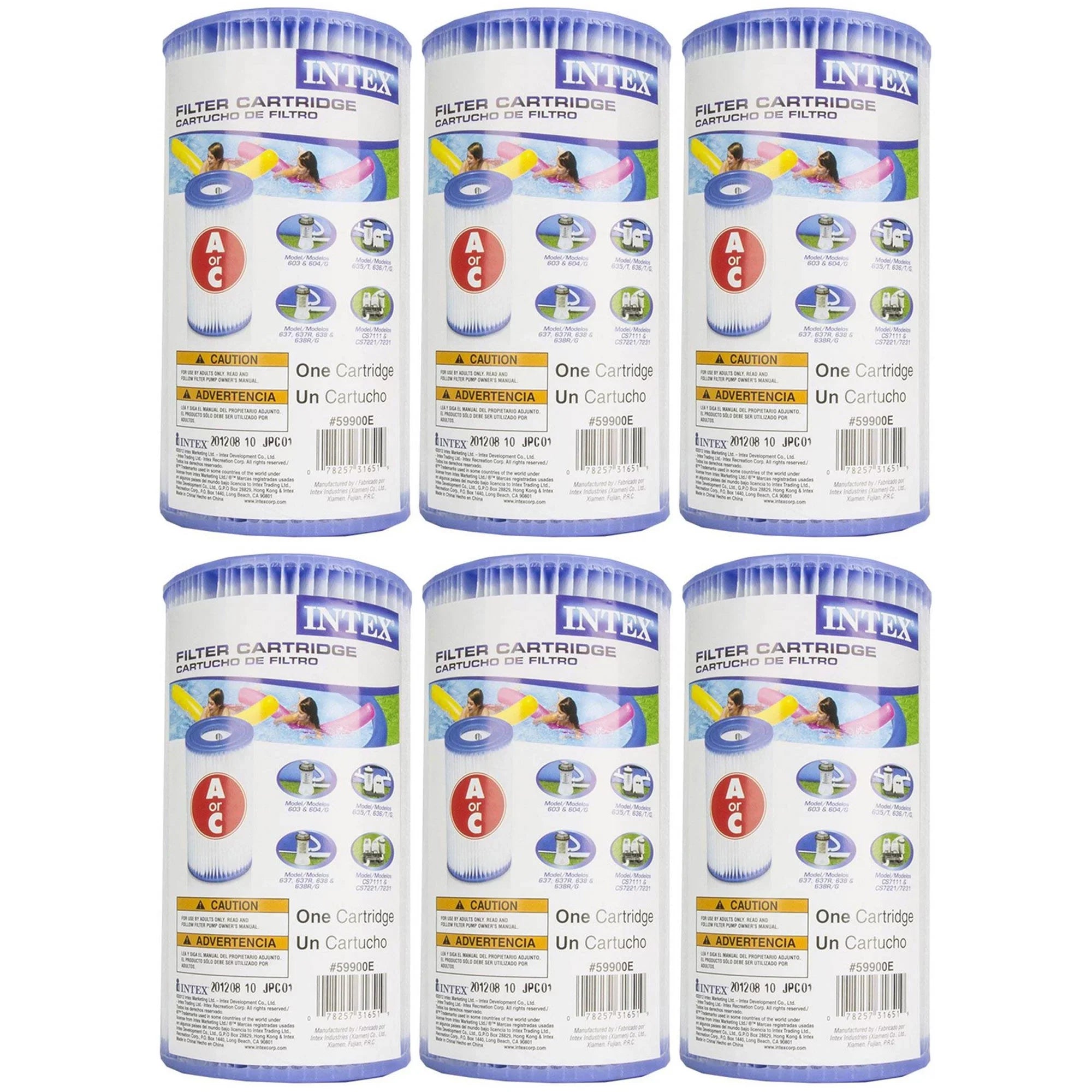 Intex 18' x 48" Inflatable Outdoor Pool Set with Filter Cartridges (6 Pack)