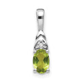 Auriga 14K White Gold Peridot Diamond Pendant for Women (L-16mm, W-4mm)