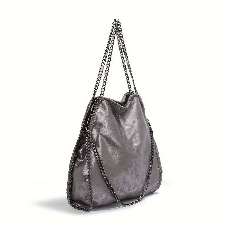 moocr Handbags Soft Leather Fashion Designer Top-Handle Casual Pocket Ladies Tote Portable Chain Large Shoulder Crossbody Shoulder Bags Black Birthday Present