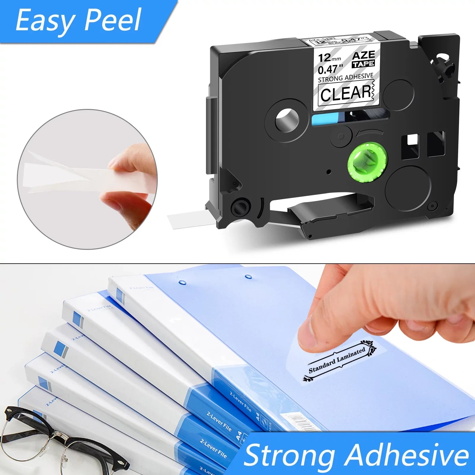 GREENCYCLE 6PK Compatible for Brother P-touch Black on Clear 12mm TZ TZe TZe-S131 TZ-S131 TZ-131 TZe-131 Extra Strength Laminated Label Tape