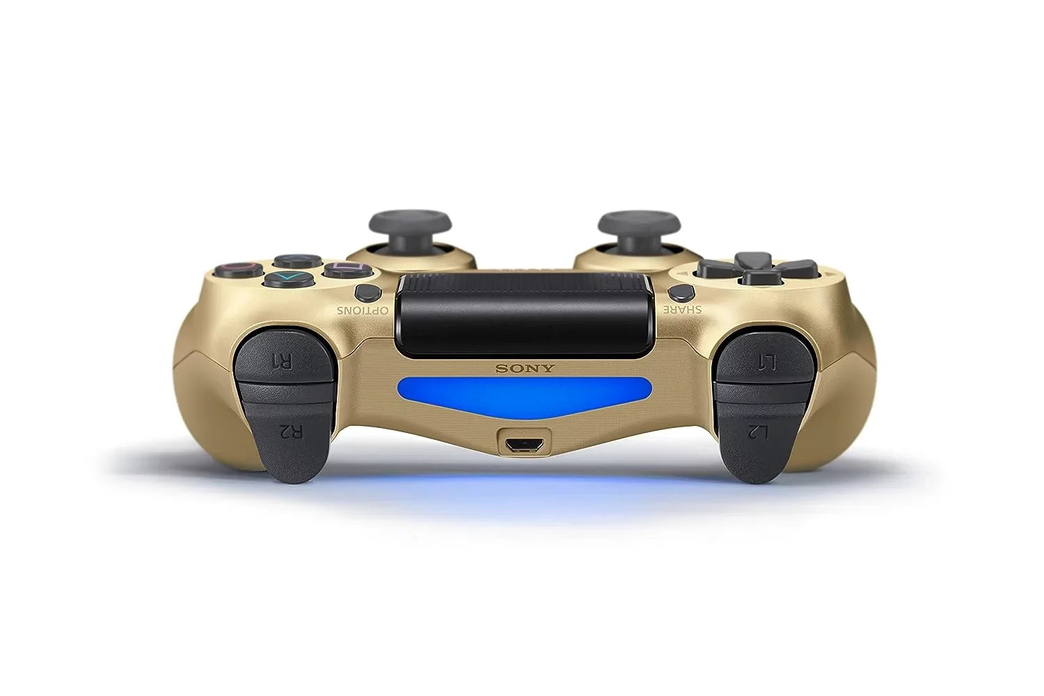 Pre-Owned Sony Dual Shock Gold Gaming Controller For PS4 Console + Wired Earbuds BOLT AXTION Bundle (Refurbished: Like New)