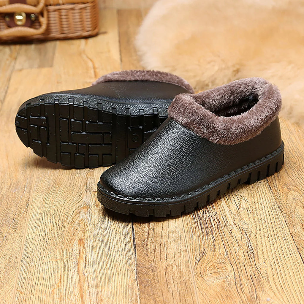 ILJNDTGBE Womens Winter Snow Boots Hiking Shoes Cotton Shoes Women Warm Winter Plush PU Thickened Cotton Boots Fashion T