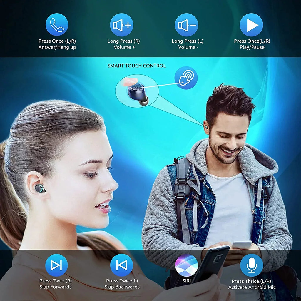 Wireless V5.1 PRO Earbuds Compatible with Samsung Galaxy S22+/ 5G/Plus/Ultra IPX3 BlueTooth Touch Waterproof / Sweatproof / Noise Reduction with Mic (Black)