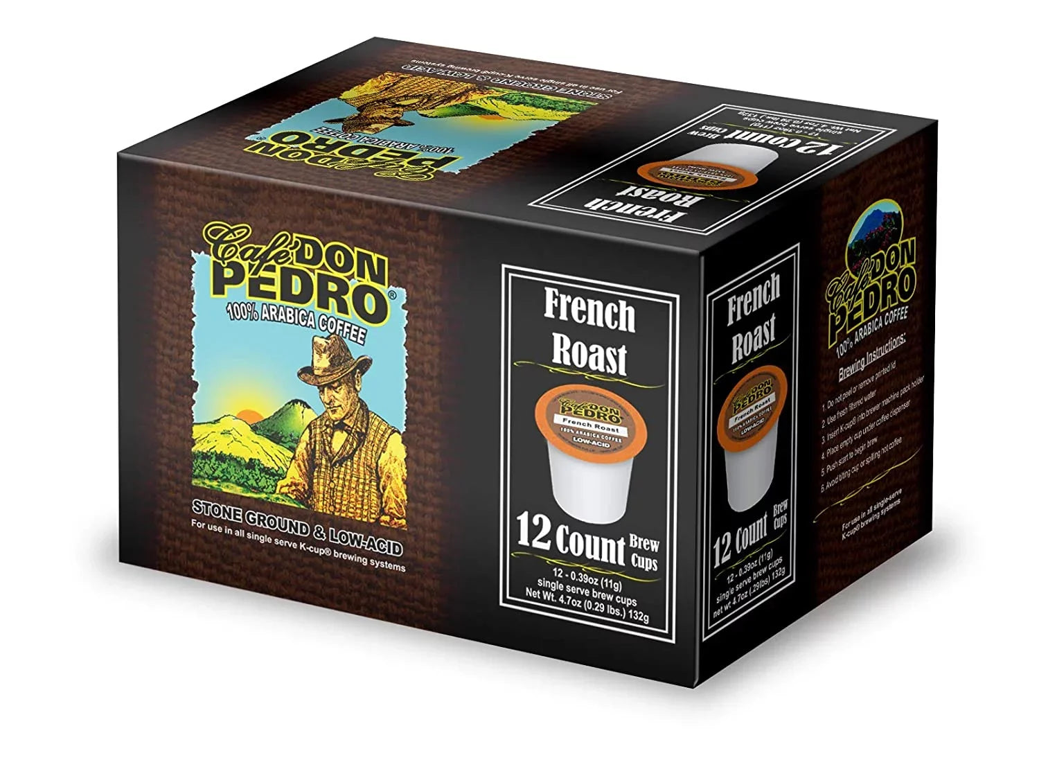 Cafe Don Pedro Assortment Pack Arabica Low-Acid Coffee Pods 72 Ct. - Compatible With Keurig K-cup Coffee Maker - Try 6 Different Coffees 12 Cups of Each - 100% Arabica