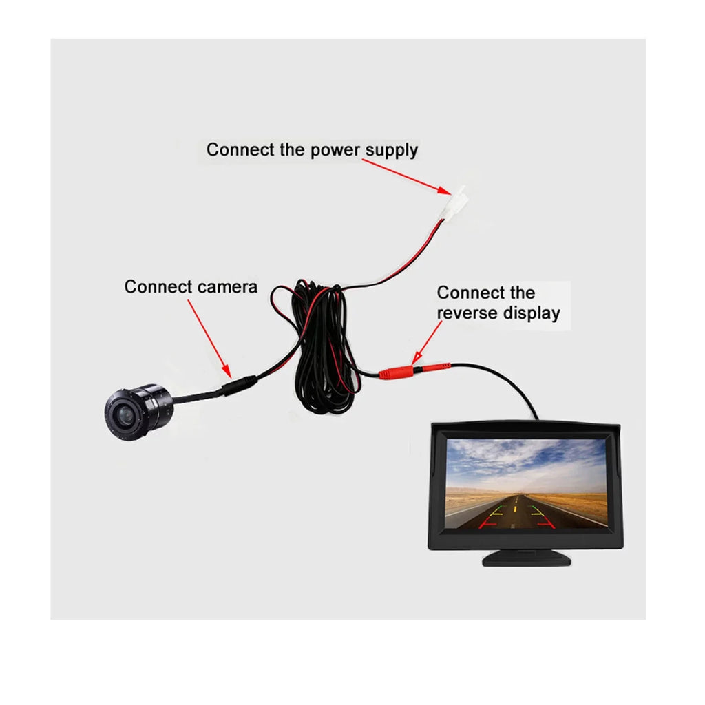 5'' TFT-LCD Backup Camera Car Rear View Backup Reverse System + HD Parking Camera for Truck Pickup Car Rear View Security Monitor & Waterproof