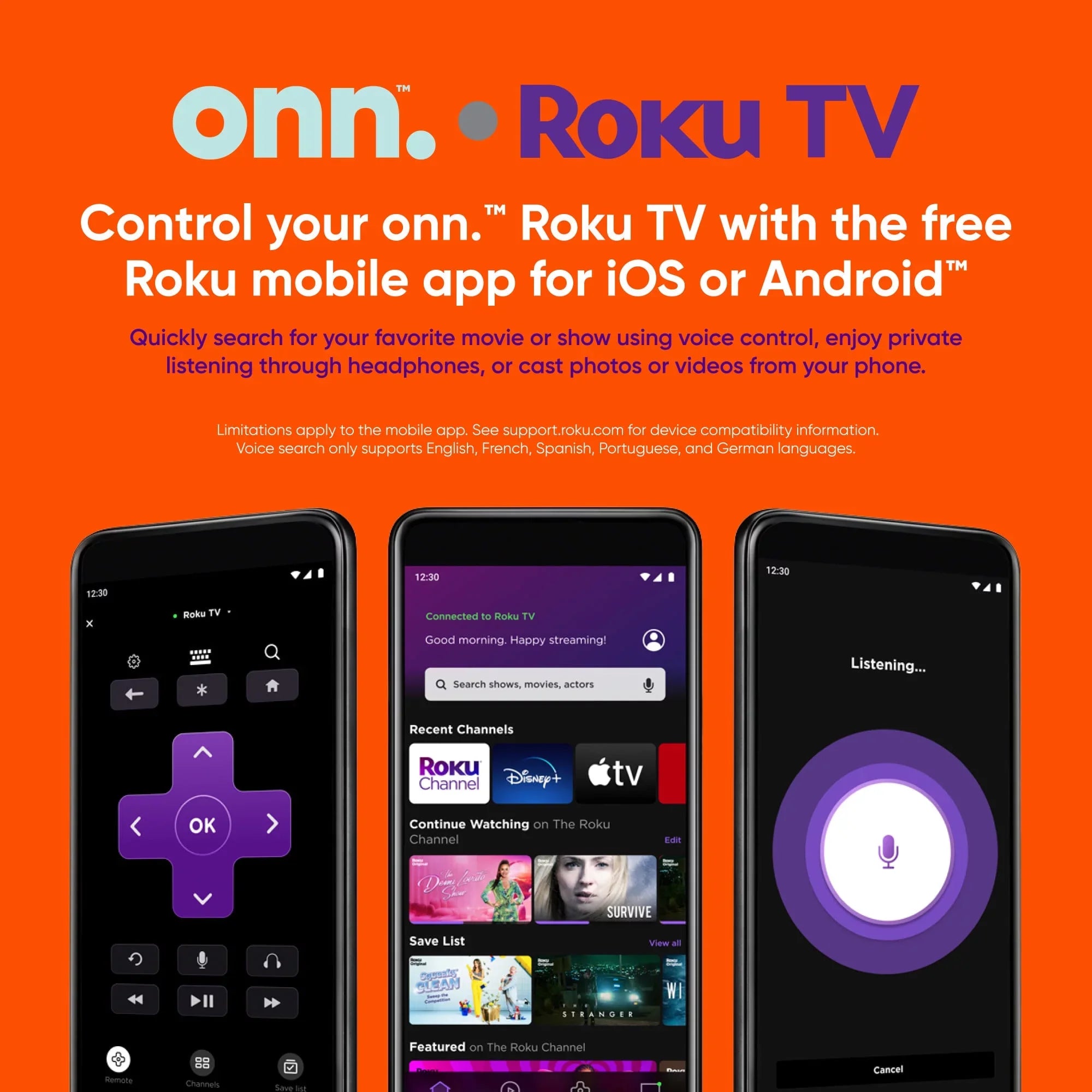 onn. 70” QLED 4K UHD (2160p) Roku Smart TV with Dolby Atmos, Dolby Vision, Local Dimming, 120hz Effective Refresh Rate, and HDR (100071708)