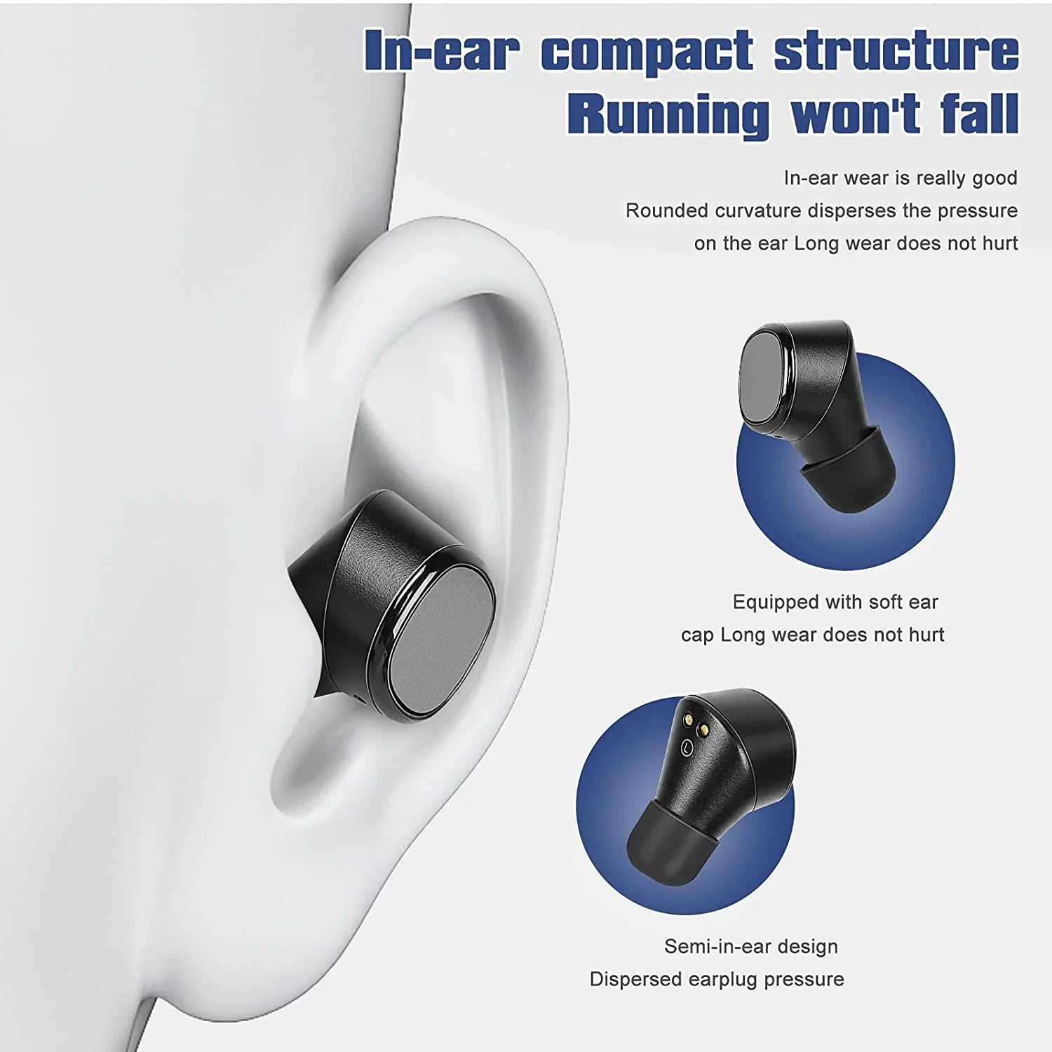 UrbanX X7 Sports True Wireless Earbuds 5.0 IPX5 Waterproof Touch Control Earbuds with Mic Earphones in-Ear Deep Bass Built-in Mic Bluetooth Headphones For Sony Xperia 1 III - Black