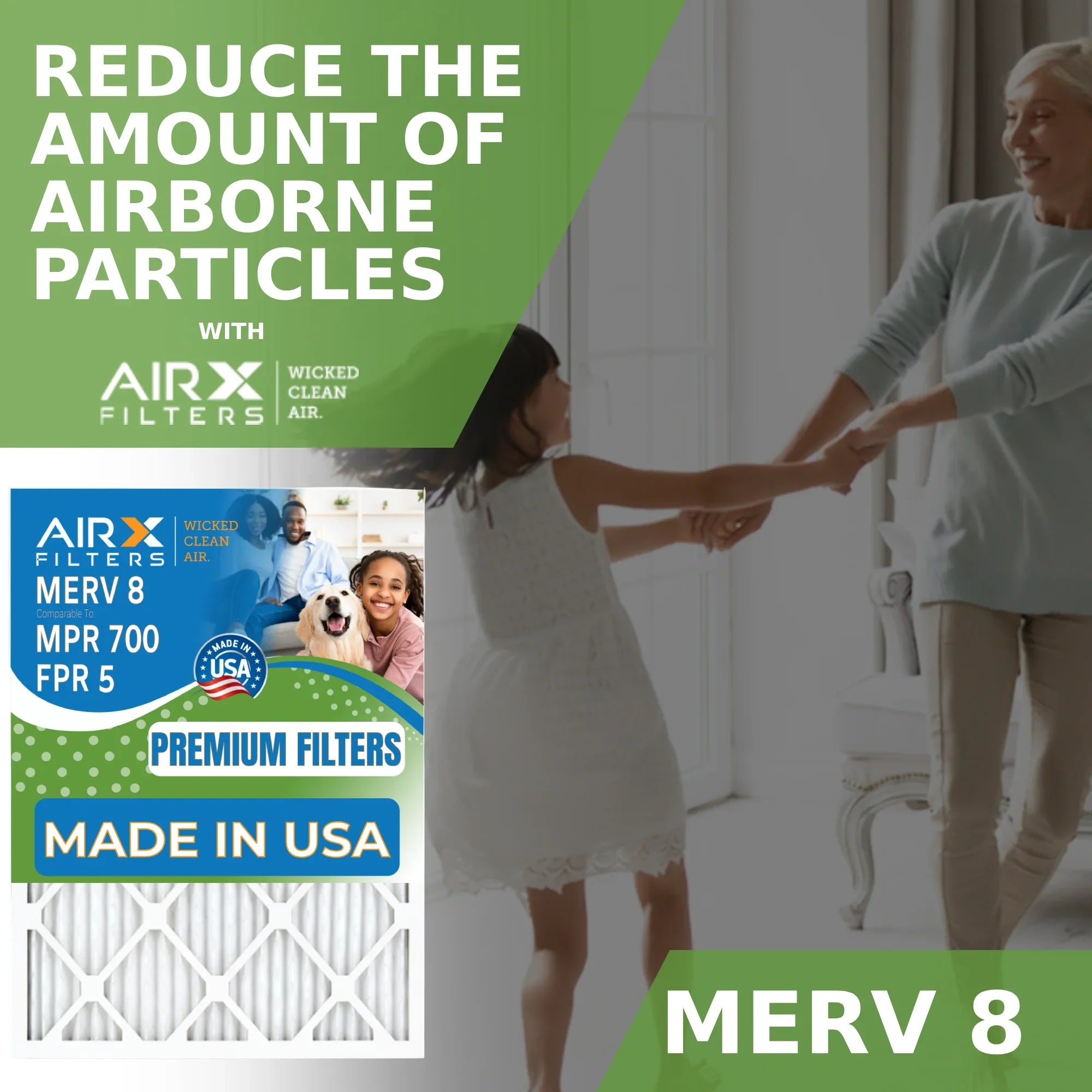 16x25x5 Air Filter MERV 8 Comparable to MPR 700 & FPR 5 Compatible with ReservePro 4511 Premium USA Made 16x25x5 Furnace Filter 2 Pack by AIRX FILTERS WICKED CLEAN AIR.