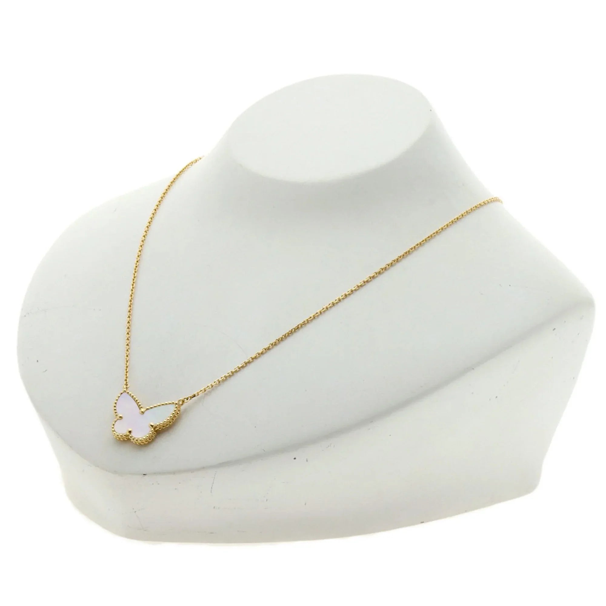 Pre-Owned Van Cleef & Arpels Lucky Alhambra Papillon Shell Necklace K18 Yellow Gold Women's (Good)