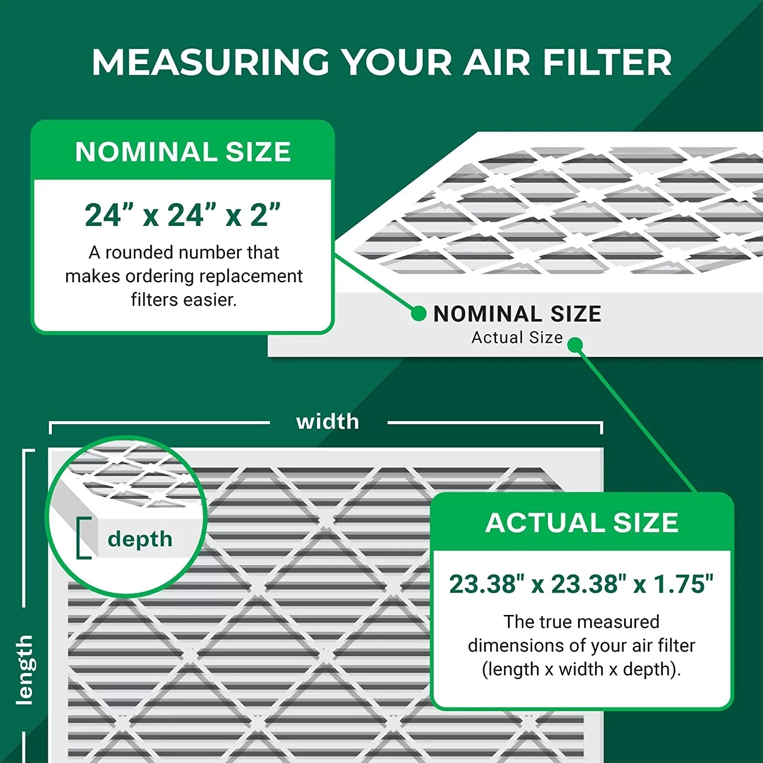 Filterbuy 24x24x2 MERV 13 Pleated HVAC AC Furnace Air Filters (12-Pack)