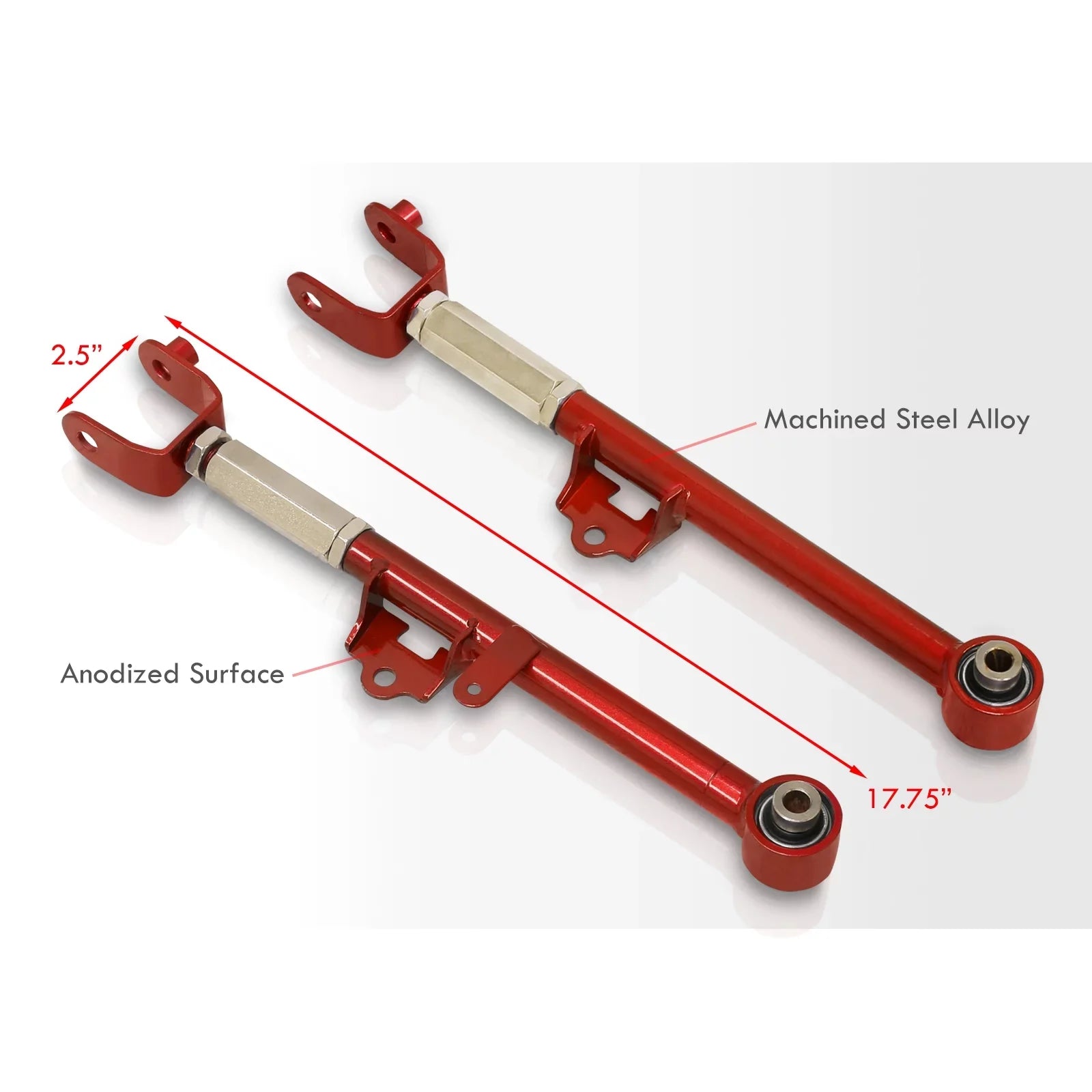 AJP Distributors Rear Lower Suspension Adjustable Toe Control Arms Rods LCA Kit Red Compatible/Replacement For Mazda Miata MX-5 ND MX5 2016 2017 2018 2019 2020 2021 2022 2023 16 17 18 19 20 21 22 23