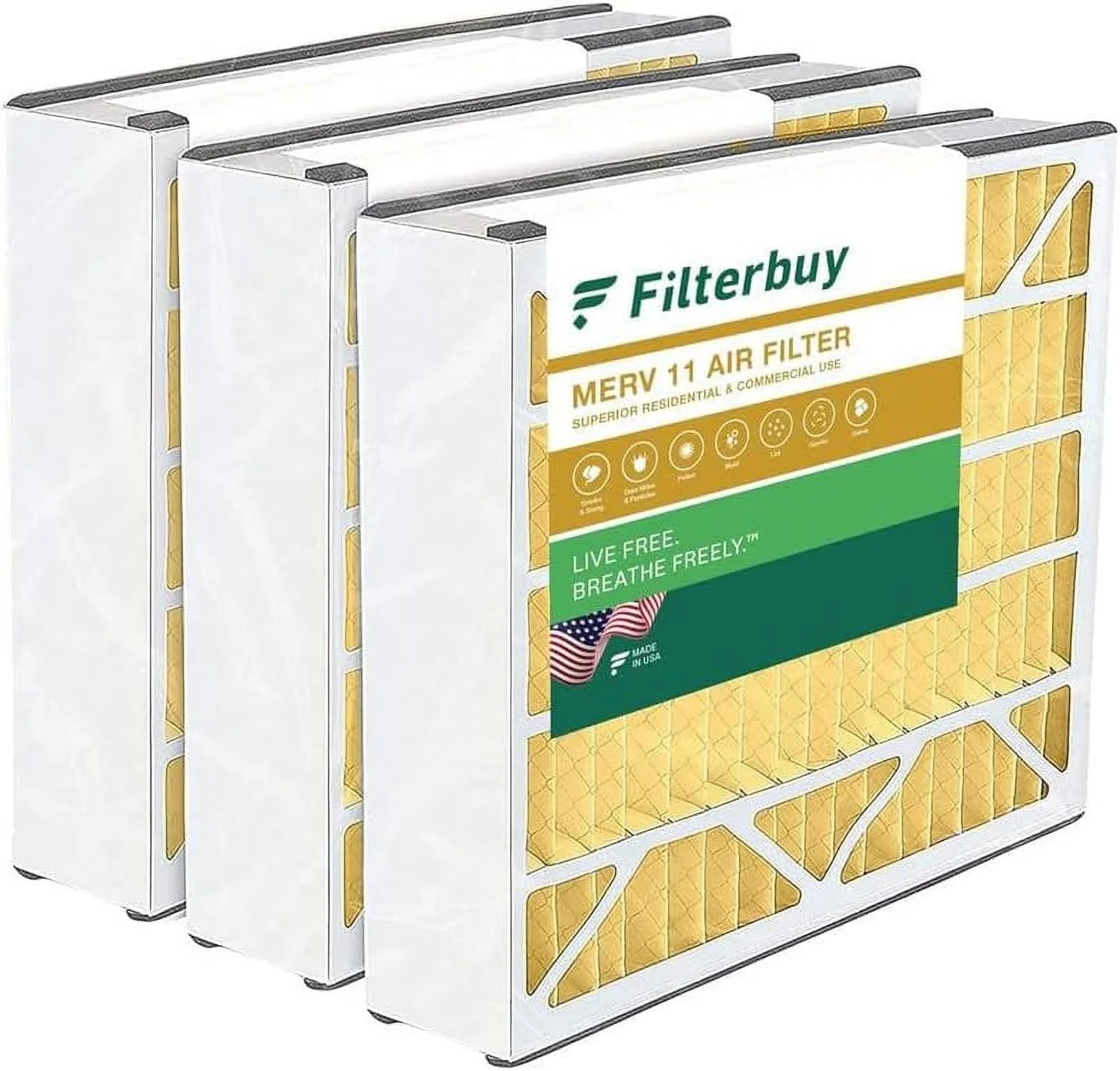 Filterbuy 20x20x5 MERV 11 Pleated HVAC AC Furnace Air Filters for Trion Air Bear 255649-103 (3-Pack)