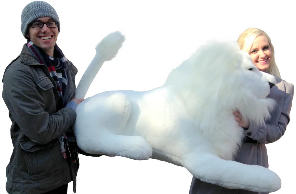American Made Giant Stuffed WHITE Lion 48 Inches Soft Made in the USA America