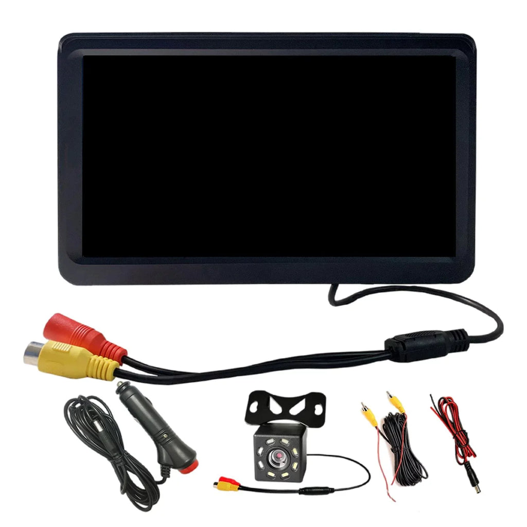 Car Rearview Monitor 7" Park Assist Vehicle Parking System Easy Installation 10M Video Cable Screen Waterproof LCD 8 LED Camera SUV Car