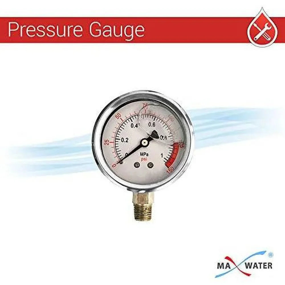 2 Pack 10" BB Clear Whole House  System Filter Housing 1" NPT Brass Ports W/Pressure Release, 2 Pressure Gauges, Wrench  2 Brackets