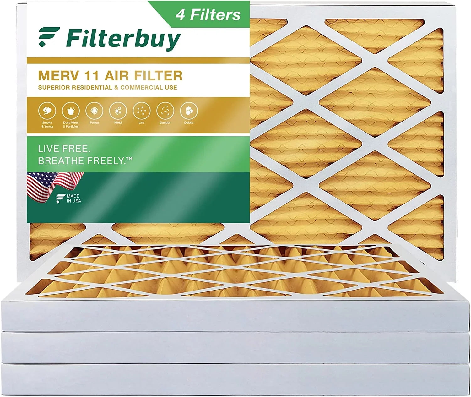 Filterbuy 12x30x2 MERV 11 Pleated HVAC AC Furnace Air Filters (4-Pack)