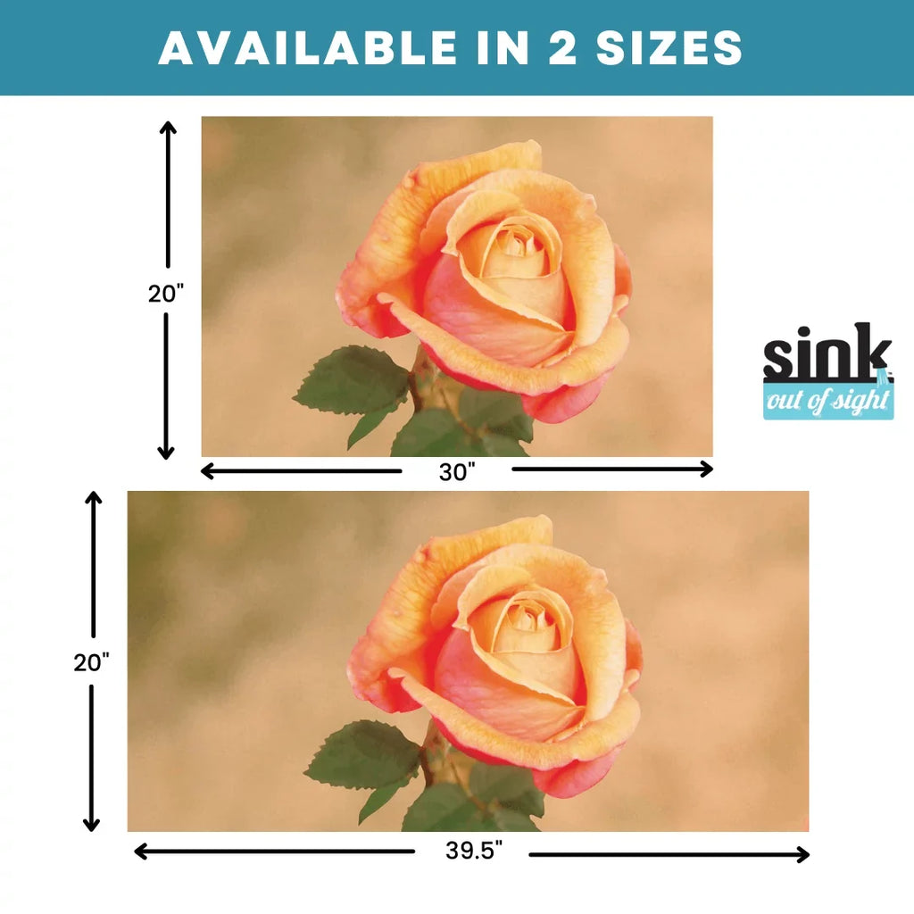 Sink Out of Sight- Home Décor Kitchen Sink Cover, Hot/Cold Liquids and Debris pass through cover, 5 Designs, 2 adjustable sizes. Design: Jenny's Rose Size 39.5"X20" for double sink coverage -SK2-JR2-a
