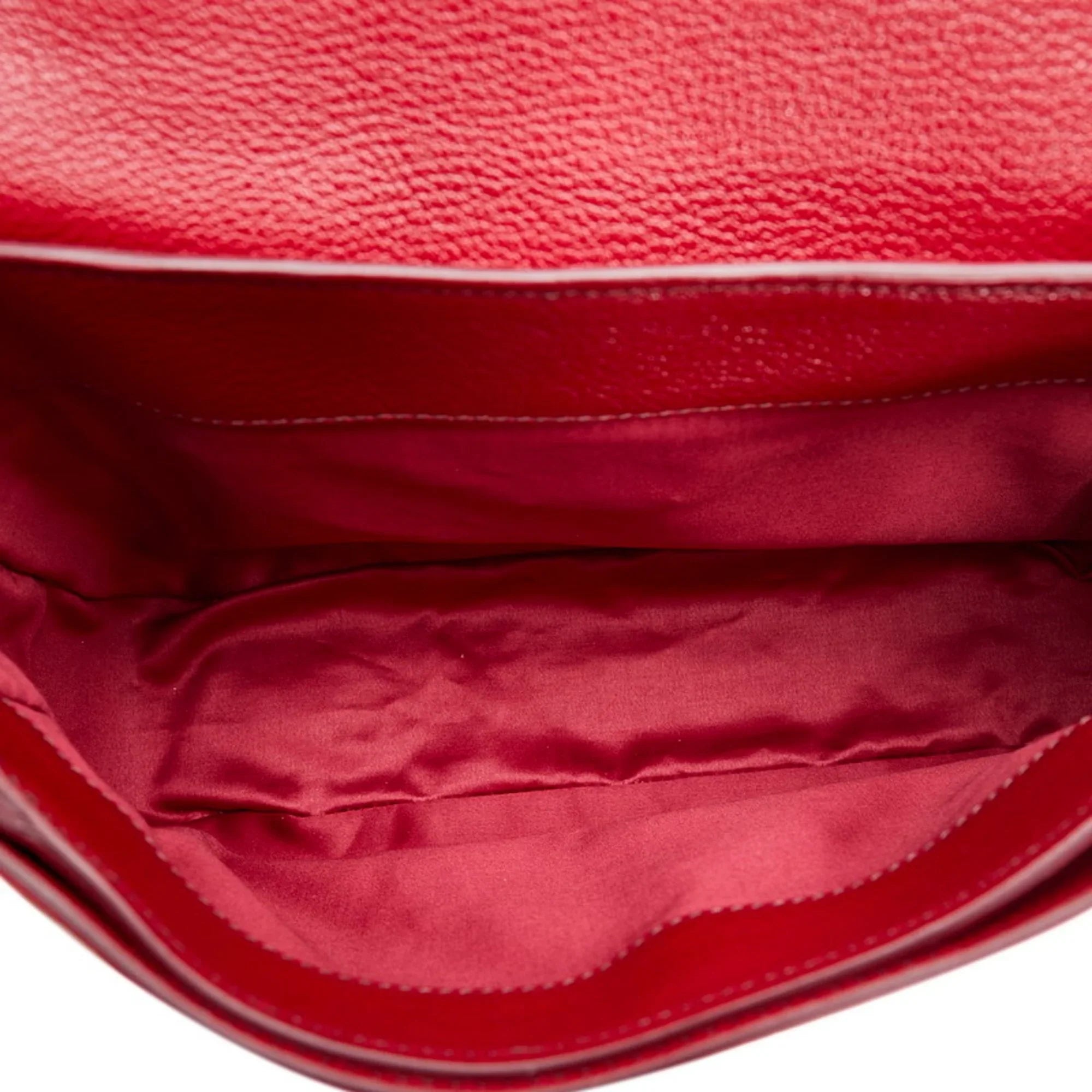 Pre-Owned Miu Miu Miu Madras Bicolor Handbag Shoulder Bag RN0726 Orange Red Leather Ladies MIUMIU (Good)